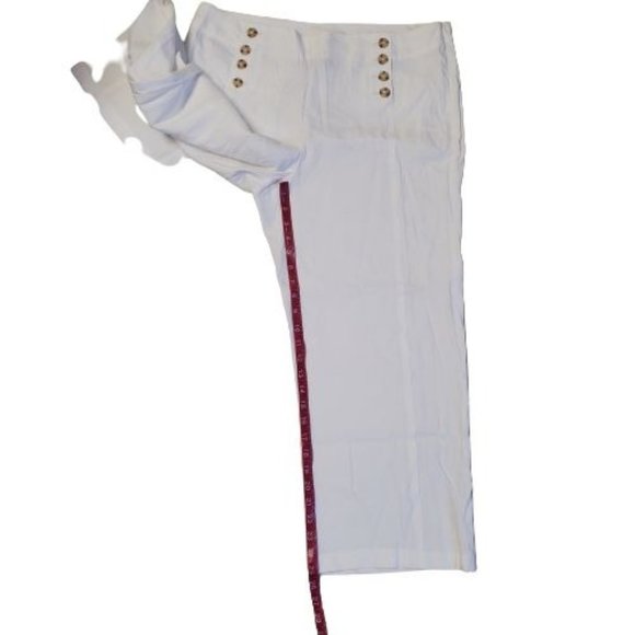 J.Jill Women's White Linen Stretch Sailor Button Wide Leg Crop Pants Size 16 NWT - Picture 10 of 15